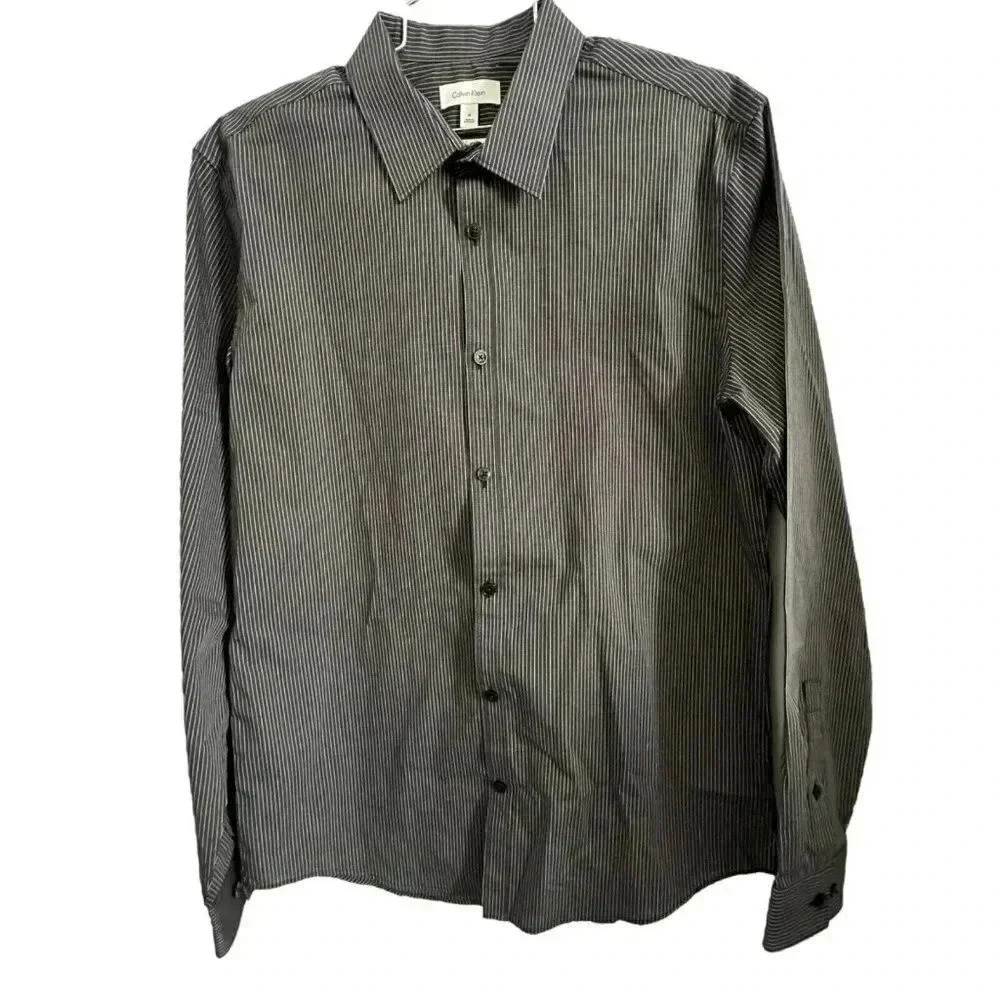 Calvin Klein slim fit infinite cool non iron button up long sleeve medium stripe